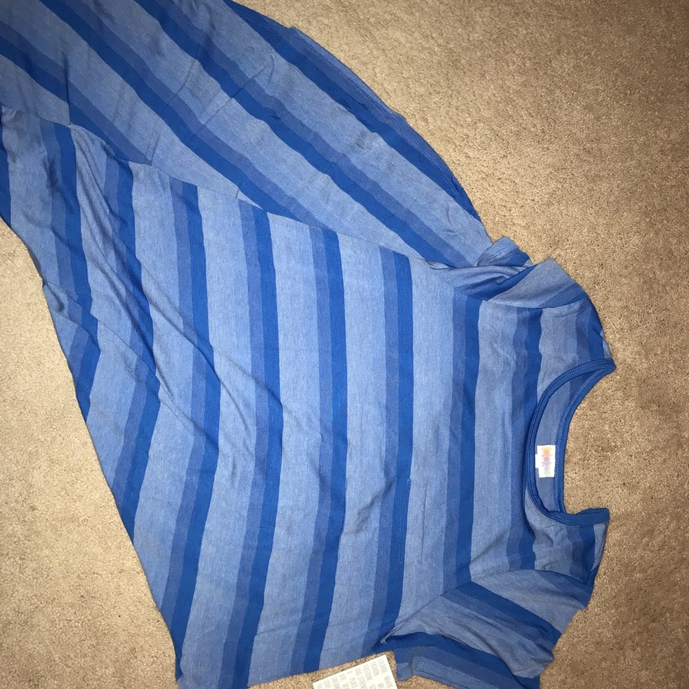 New M Lularoe Carly Blue Stripes